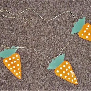 NEW Farmhouse Easter orange carrots white dots garland 39" long decoration